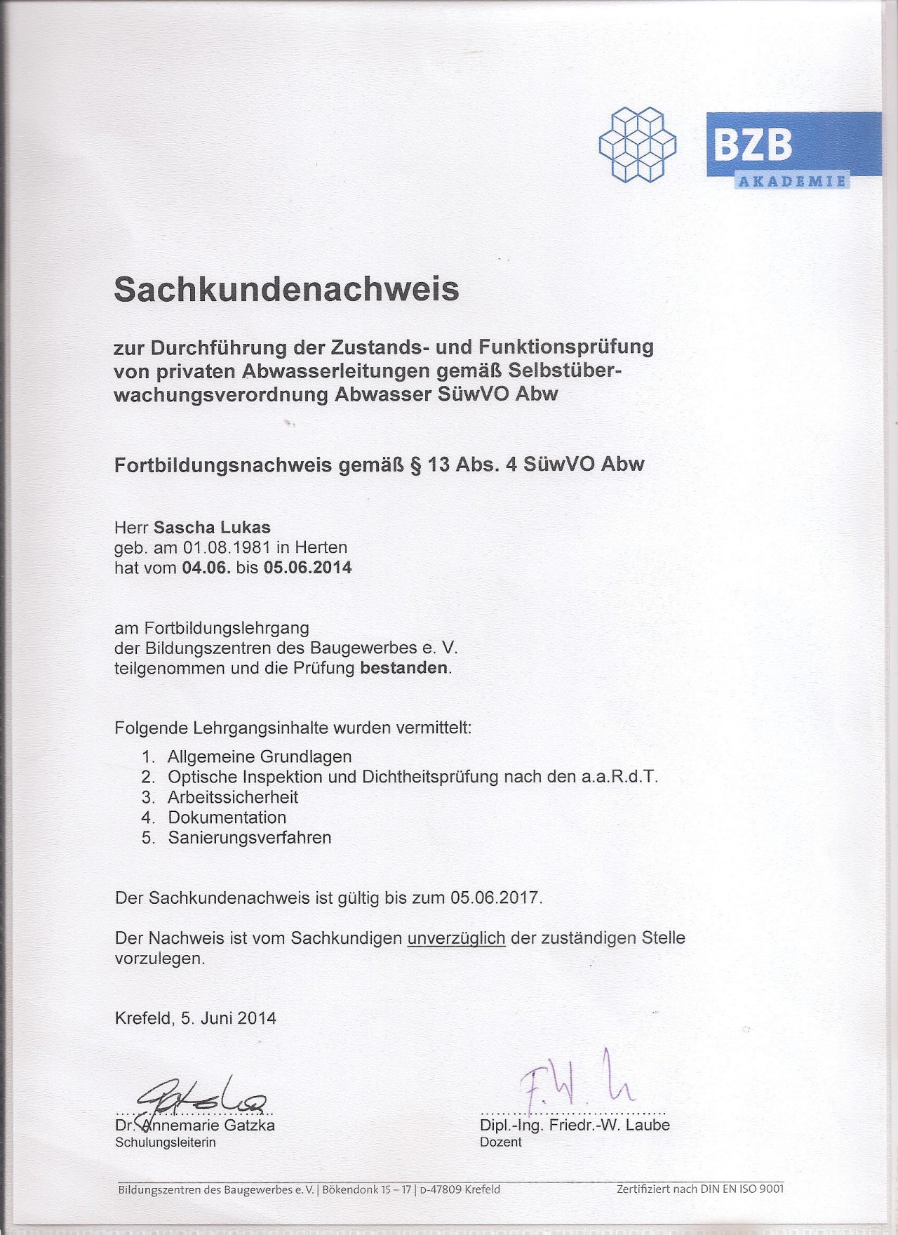 Zertifikat Sascha 001
